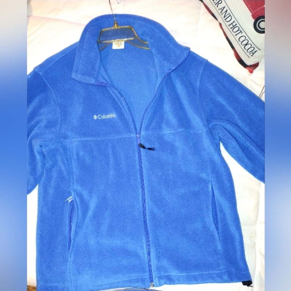 Columbia Fleece Zip Up Jacket Women's L Blue Long Sleeve Zip Pocket